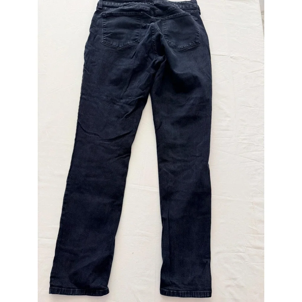NYDJ Sheri Slim Straight Jeans Womens 10 Blue Dark Wash Mid Rise 32x28.5 Denim
